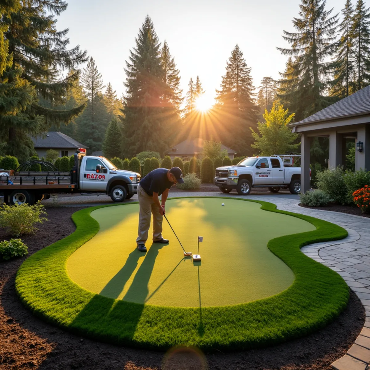 Custom backyard putting green installation in Kirkland, WA