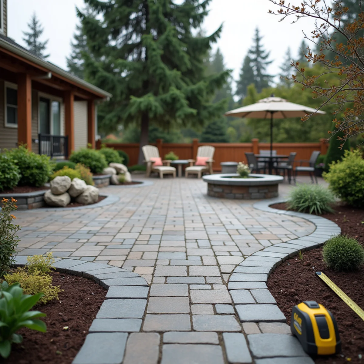 Belgard paver patio installed behind a Kirkland home illustrating paver patio cost on the Eastside