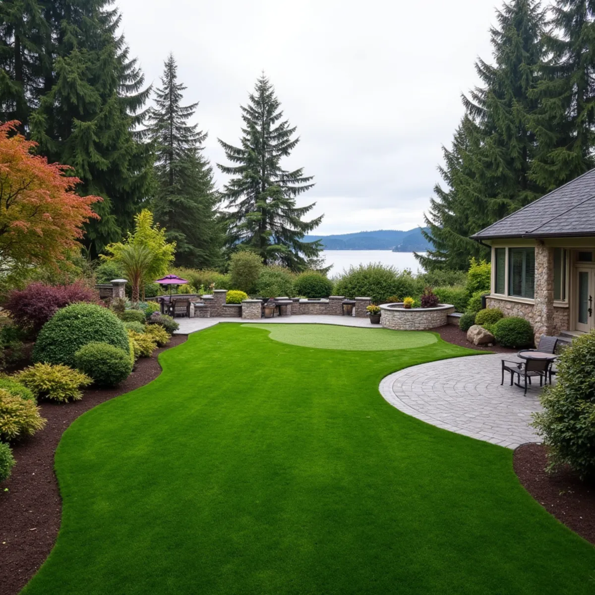 Synthetic turf and landscaping project in Bainbridge Island, WA