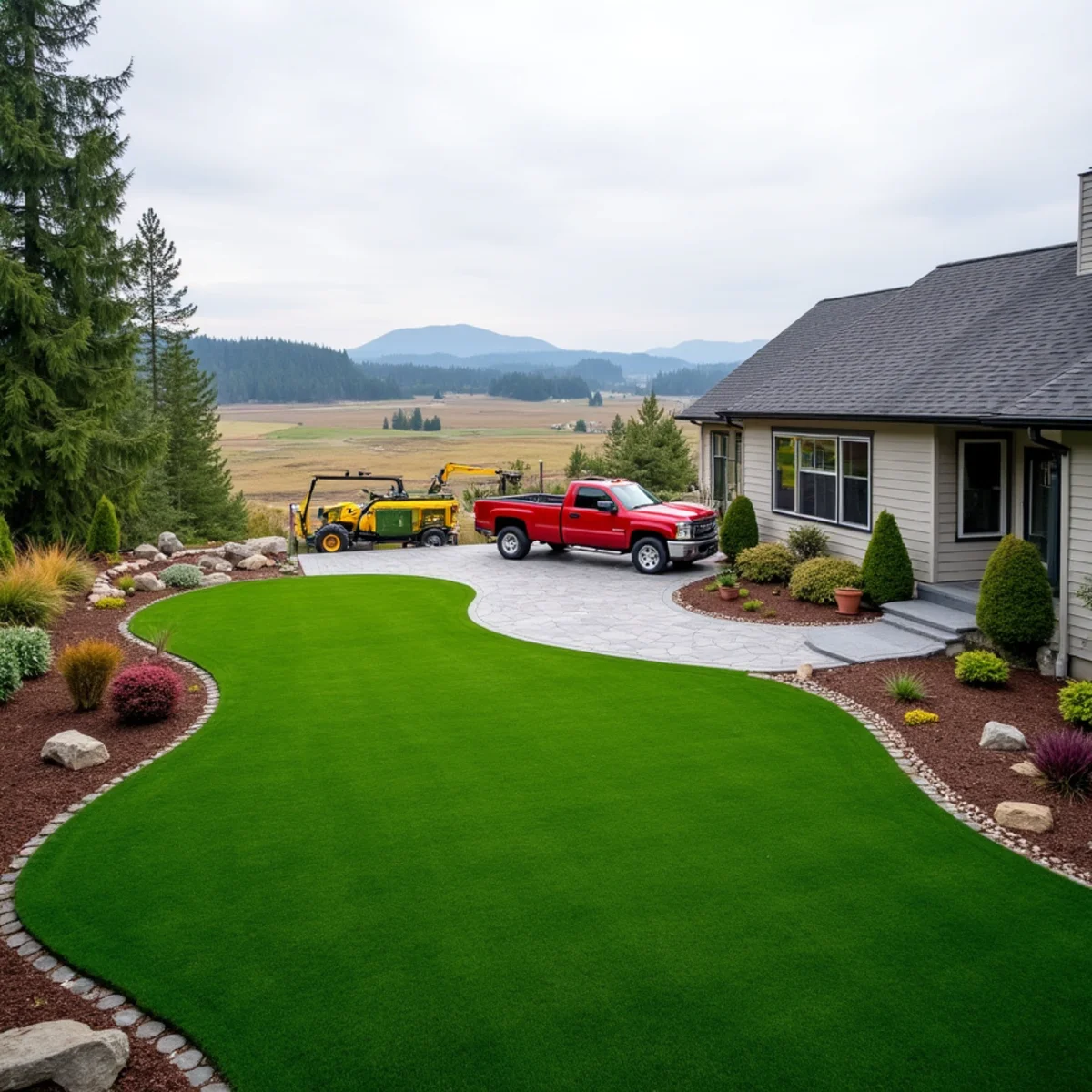 Synthetic turf and landscaping project in Orting, WA
