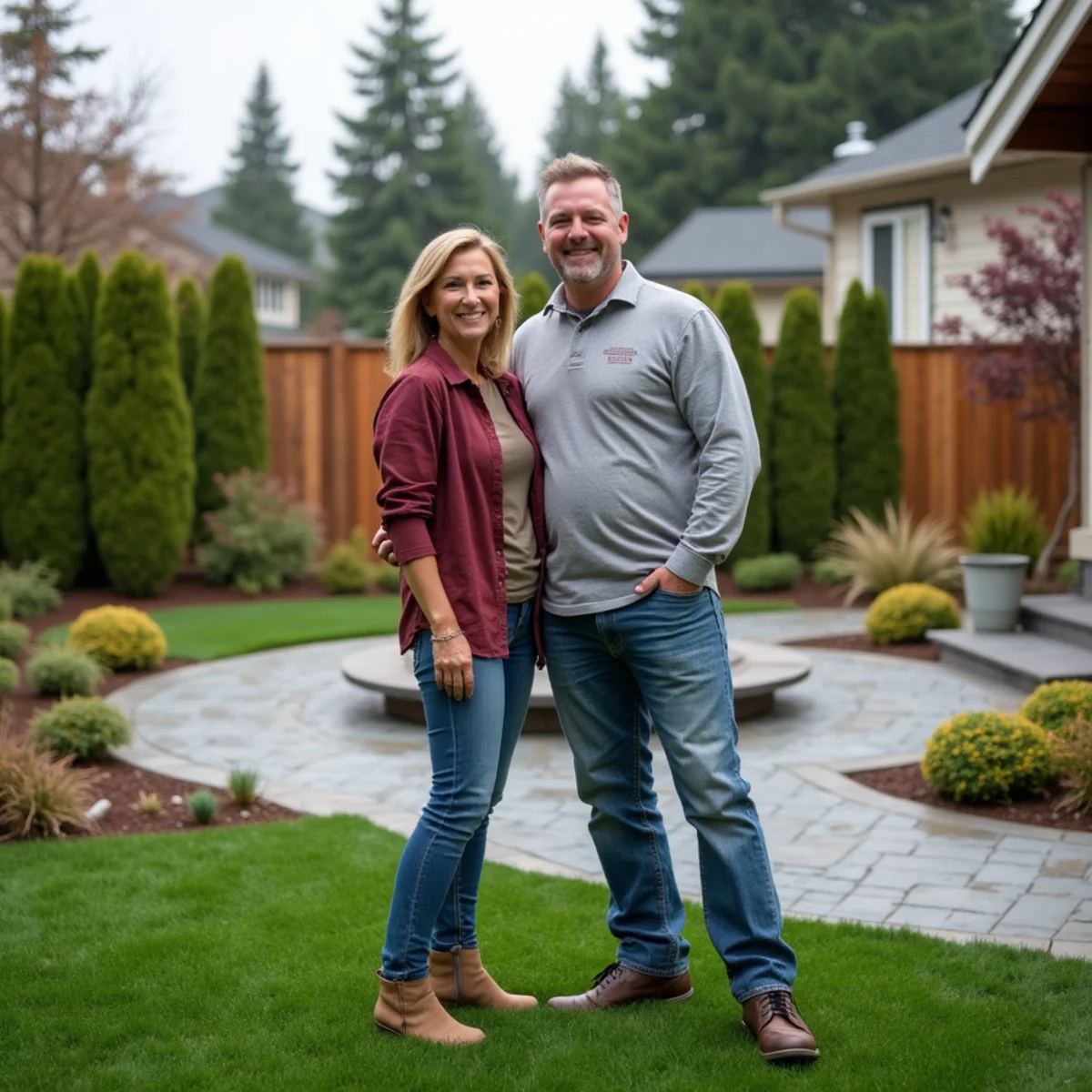 Completed synthetic turf and paver patio project for an Eastside homeowner