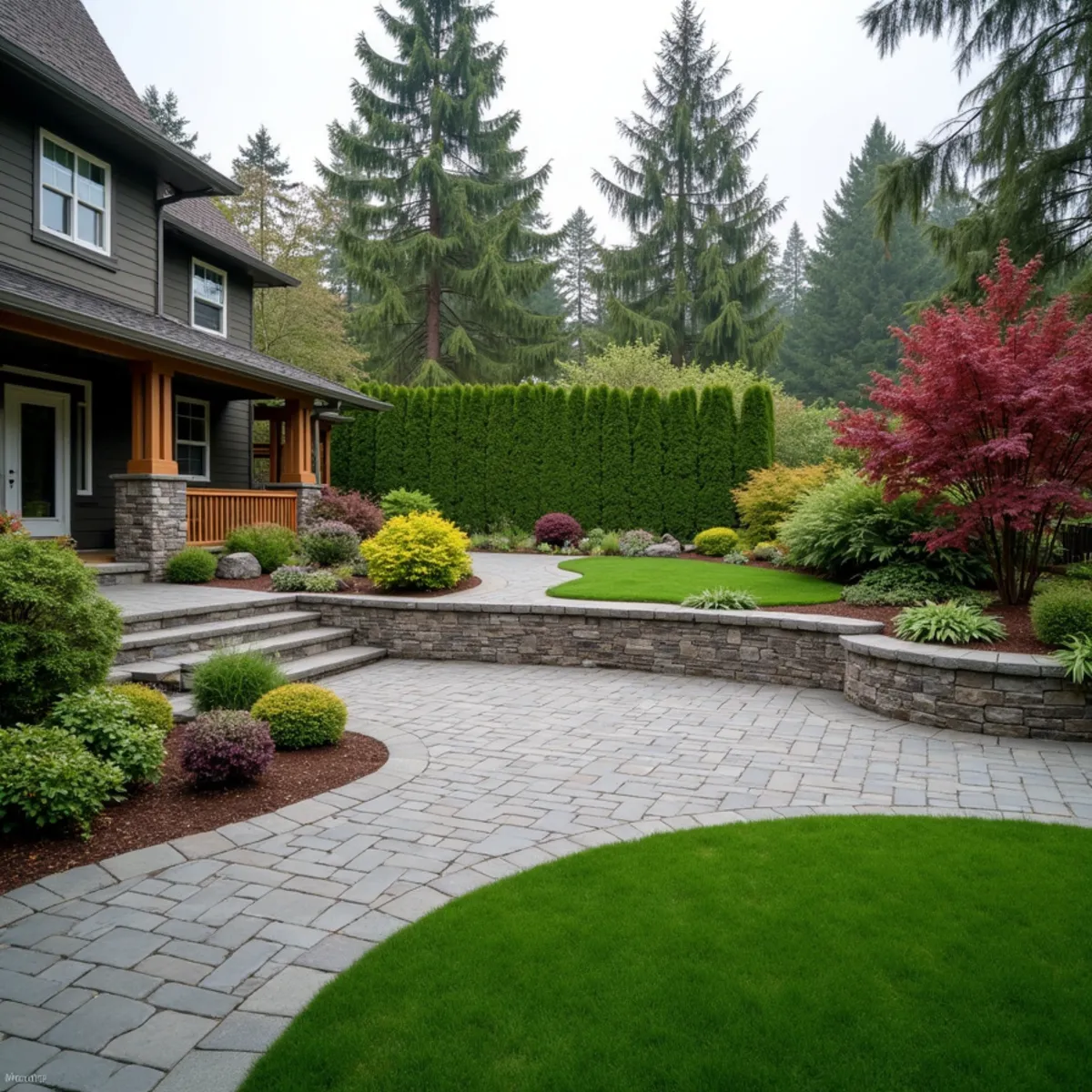 Synthetic turf, paver patio and retaining wall landscaping services in Kirkland, WA